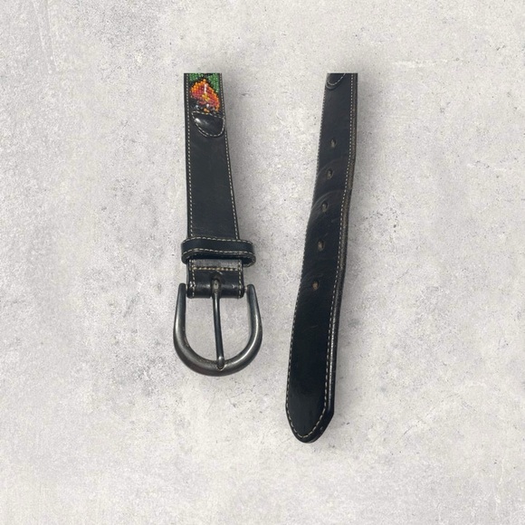 Gap Vintage Genuine Leather Multicolored Beaded Belt main image 10